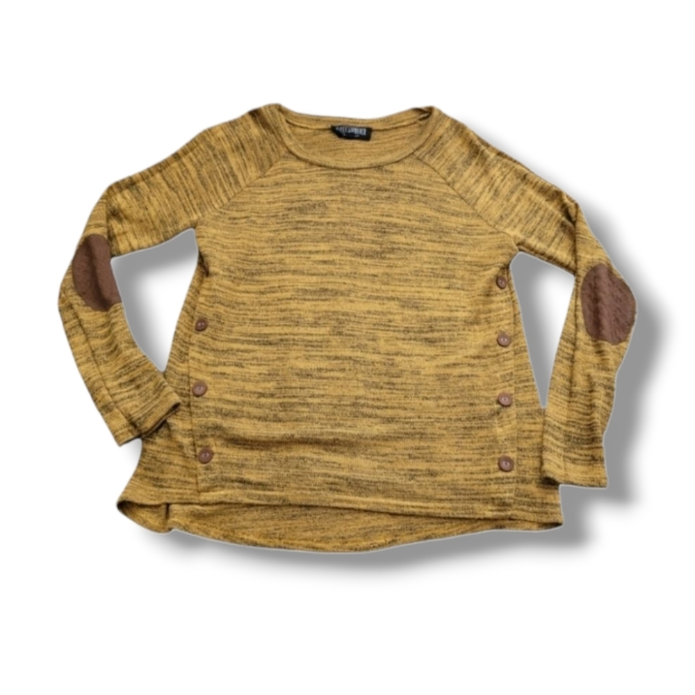 Sweet Wanderer | Cute Y2K Marled Dark Mustard Yellow Long Sleeve Knit Sweater